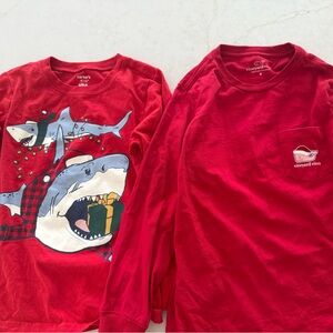 Vineyard Vines Kids Christmas Red Shark Long Sleeve Tee and Carters Long Sleeve